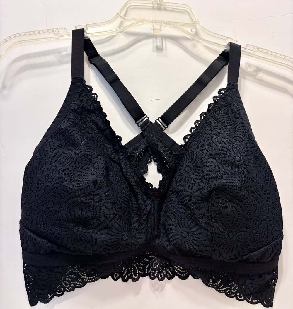 Auden Lace Crossback Bralette Size XL Black